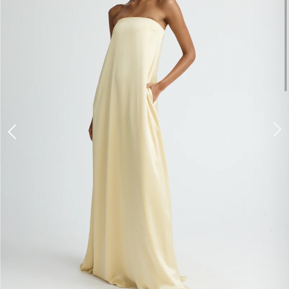 Anna Quan Strapless Yellow Maxi Gown